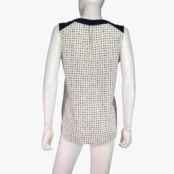 VINCE CAMUTO Abstract Polka Dot Sleeveless Blouse Top (White/Black | Size S) - Picture 4 of 9